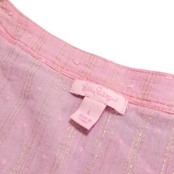 Lilly Pulitzer Textured Metallic Stripe Tunic Dress in Pastel Pink Gold Large - Picture 7 of 12